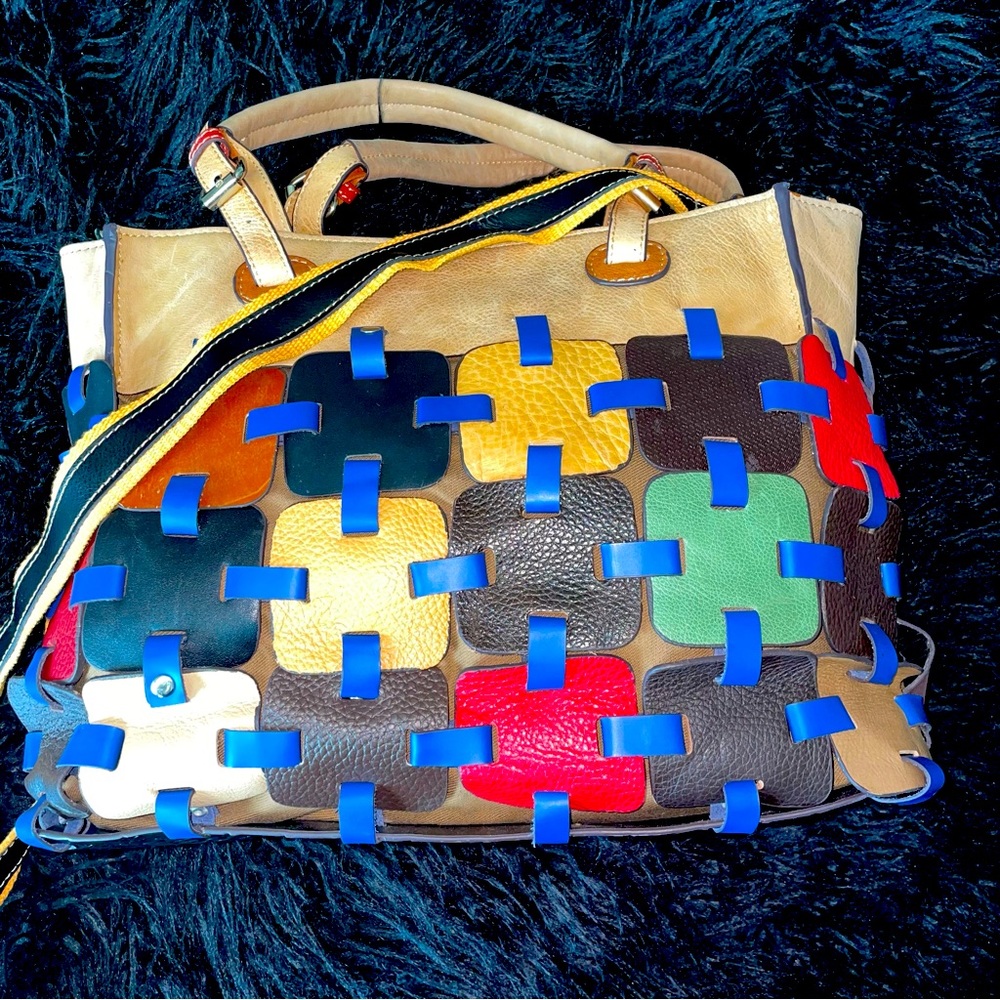 Charmes leather patchwork tote crossbody